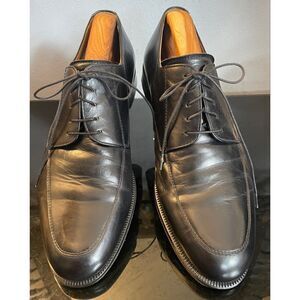 Massimo Emporio Mens Black Leather Lace-Up Oxford Dress Shoes Black Spain SZ 10M